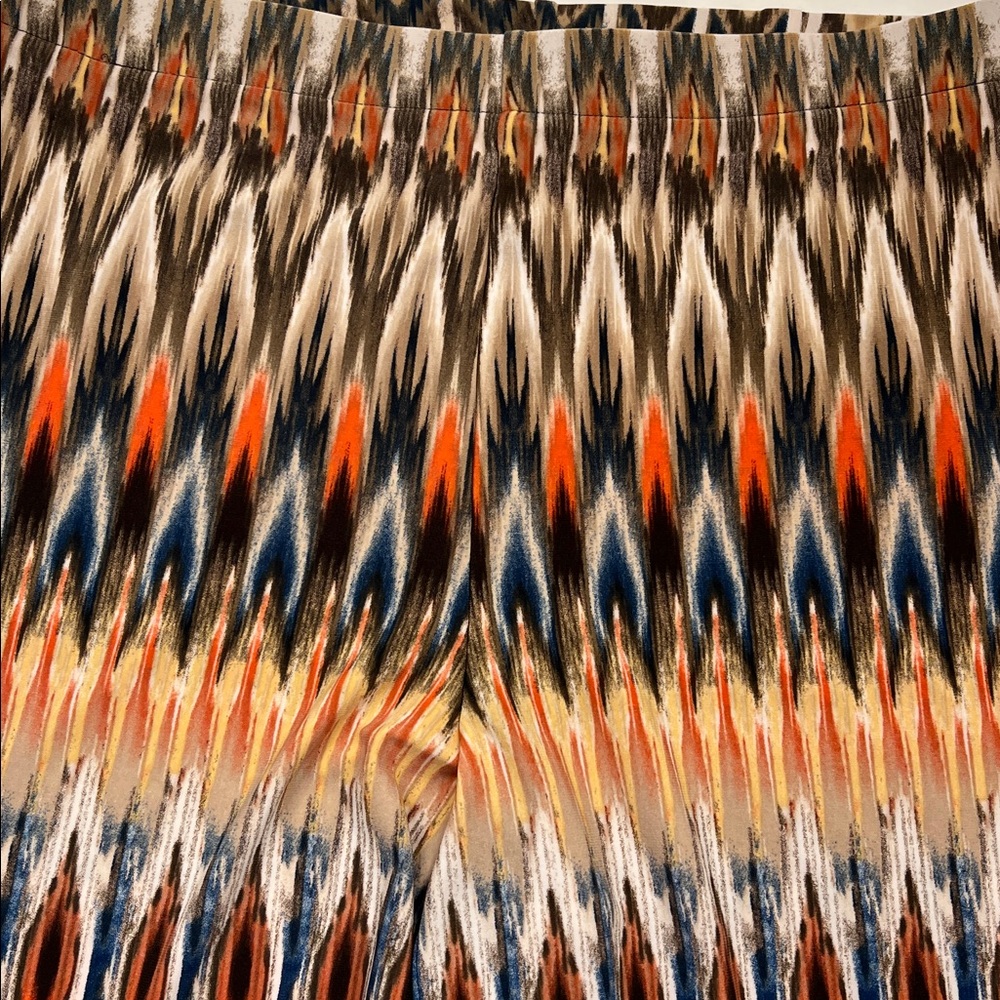 BOHO Wide Leg Multicolor Palazzo Elastic Summer Pants in Aztec Stripe Design